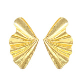 Flaxmaker Vintage Crinkled Metal Leaf Earrings